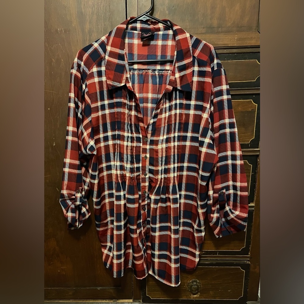 Penelope’s Closet Red and Blue Plaid Shirt